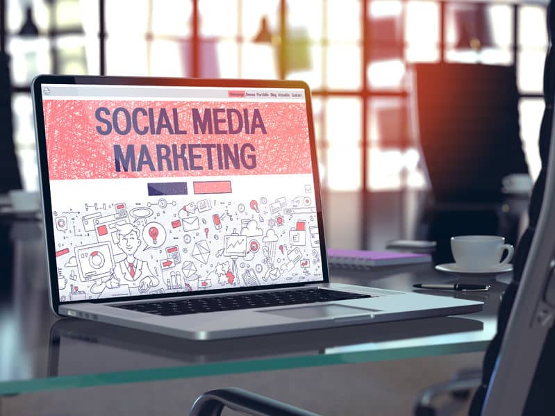 social media marketing on laptop