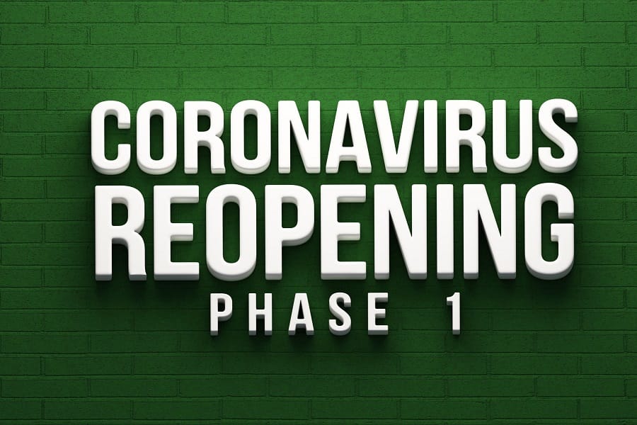 Coronavirus Reopening Phase 1 text